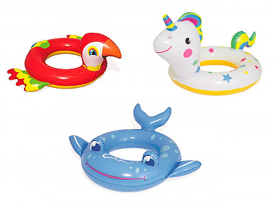 Bouees gonflables piscine Bestway animaux BALEINE 84x71cm ou PERROQUET 84x76cm ou LICORNE 79x58cm