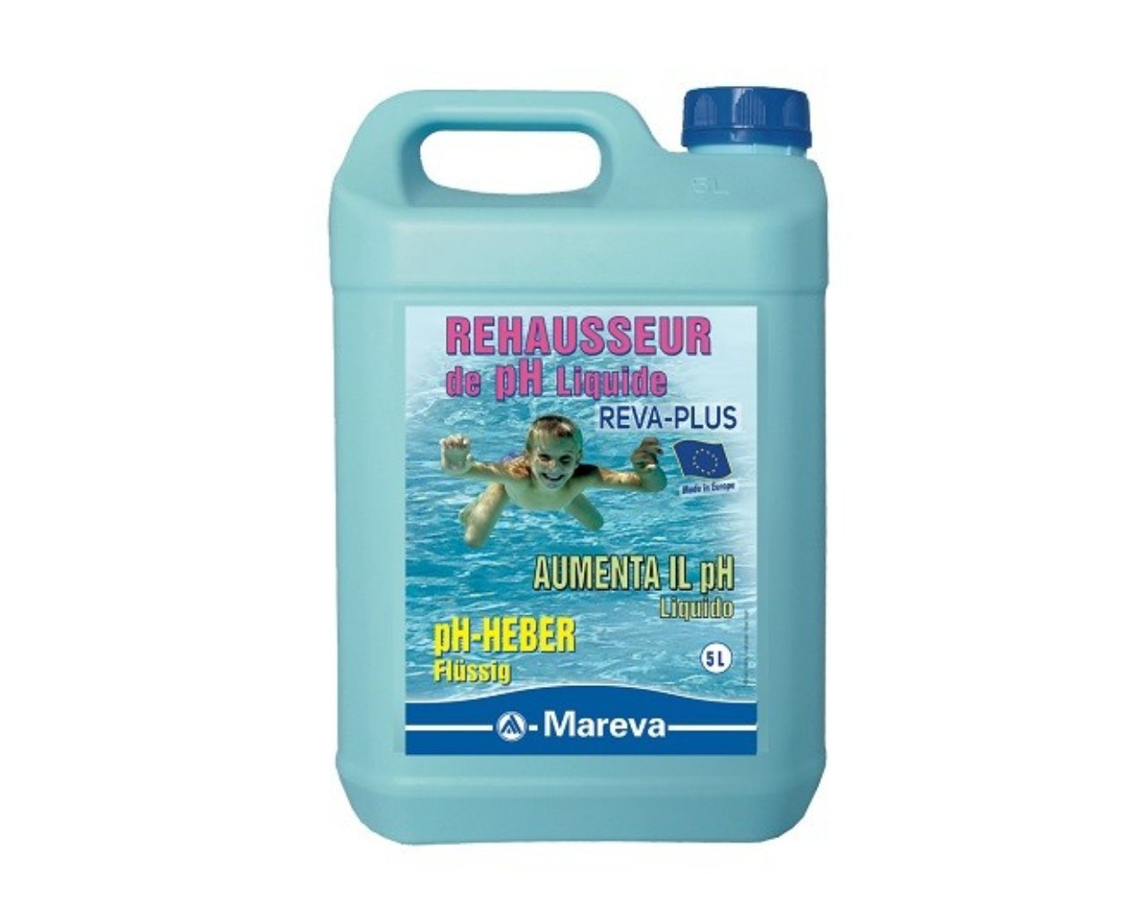 Traitement piscine Mareva REVA-PLUS rehausseur pH+ liquide 5L