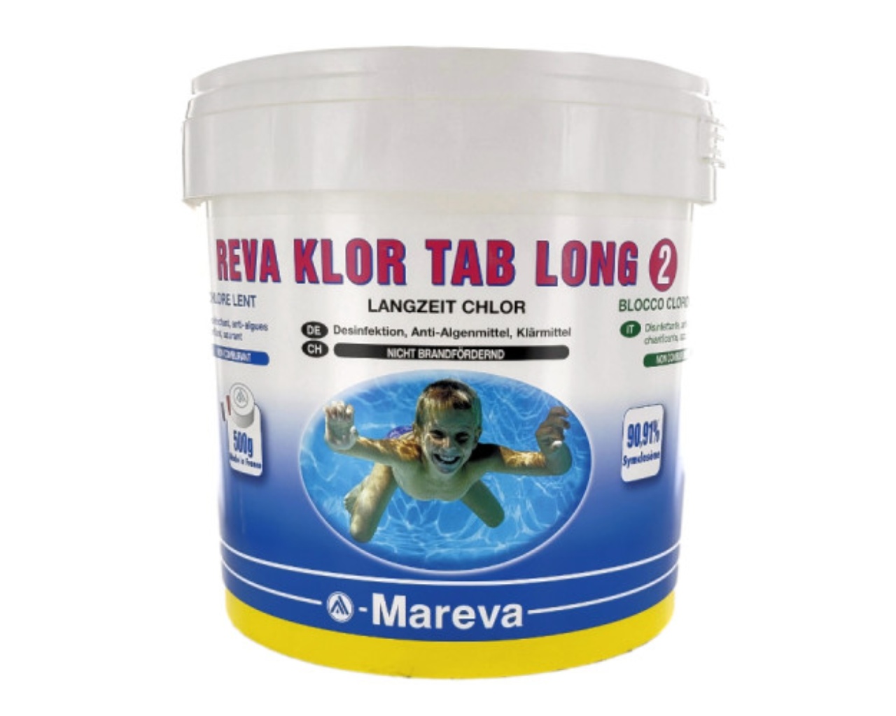 Traitement Mareva REVA KLOR TAB LONG galet desinfectant 500g seau 10kg