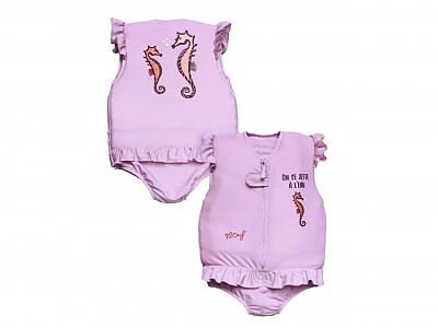 Maillot de bain flottant enfant PLOUF Hippocampe Lavande fille 2 ans (13/15kg)