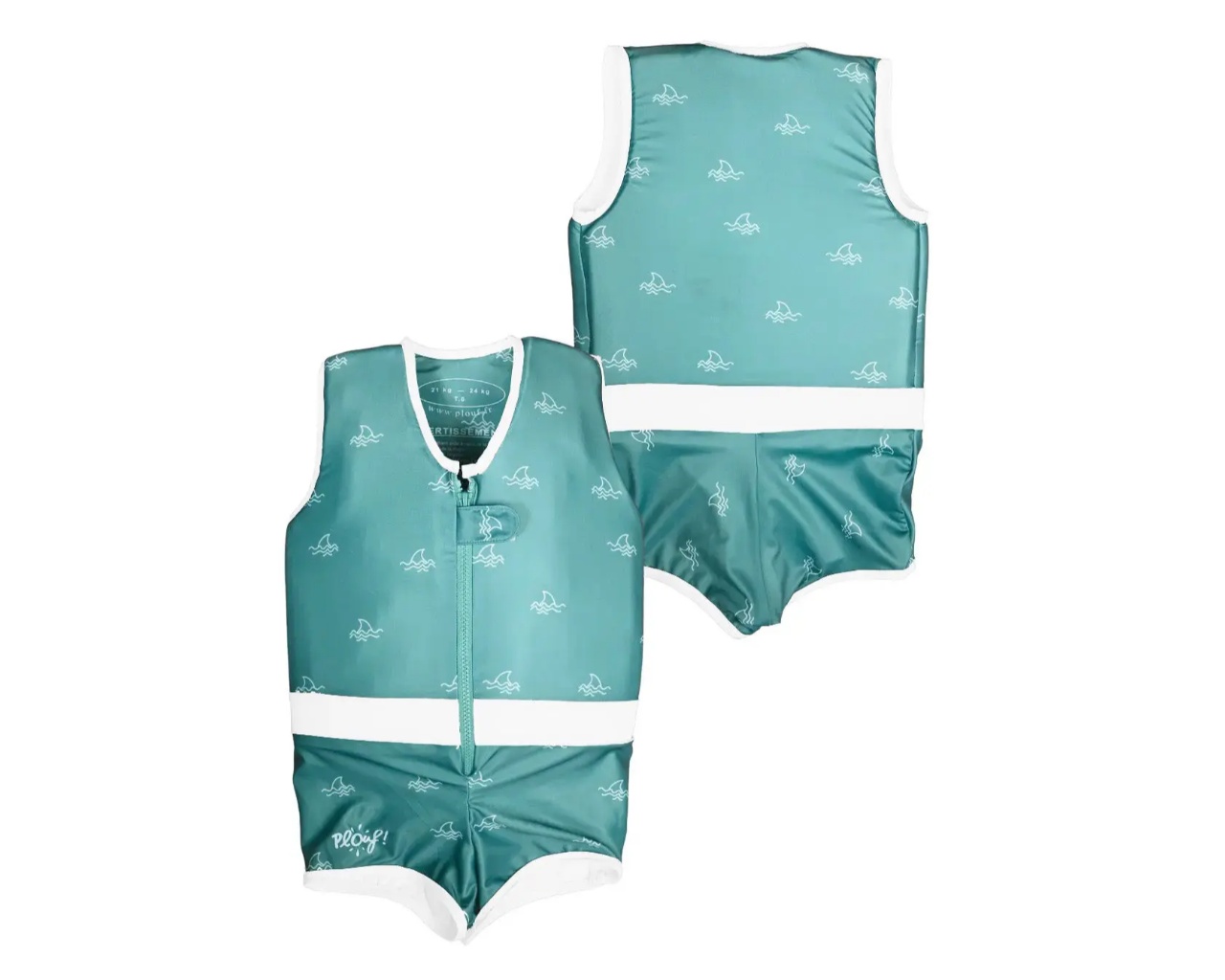 Maillot de bain flottant enfant PLOUF BB Shark vert garcon 2 ans (13/15kg)