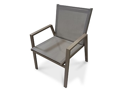 Fauteuil de jardin empilable FLORIDE en textilene et aluminium gris DCB Garden