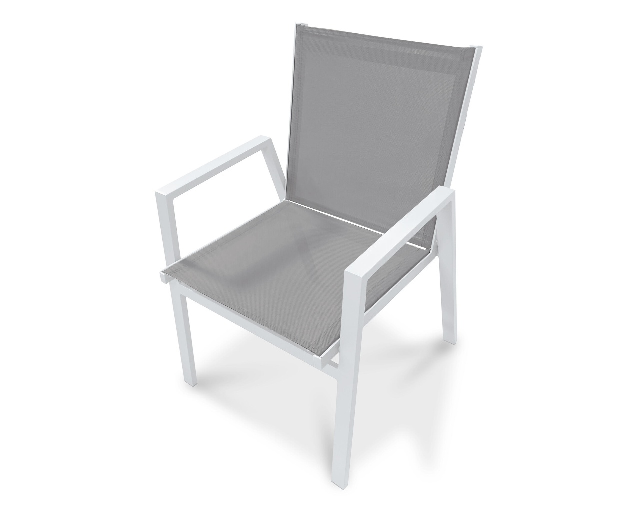 Fauteuil de jardin empilable FLORIDE en textilene taupe et aluminium blanc DCB Garden