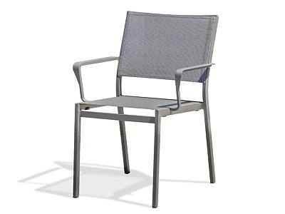 Fauteuil de jardin empilable STOCKHOLM en textilene et aluminium gris fonce DCB Garden