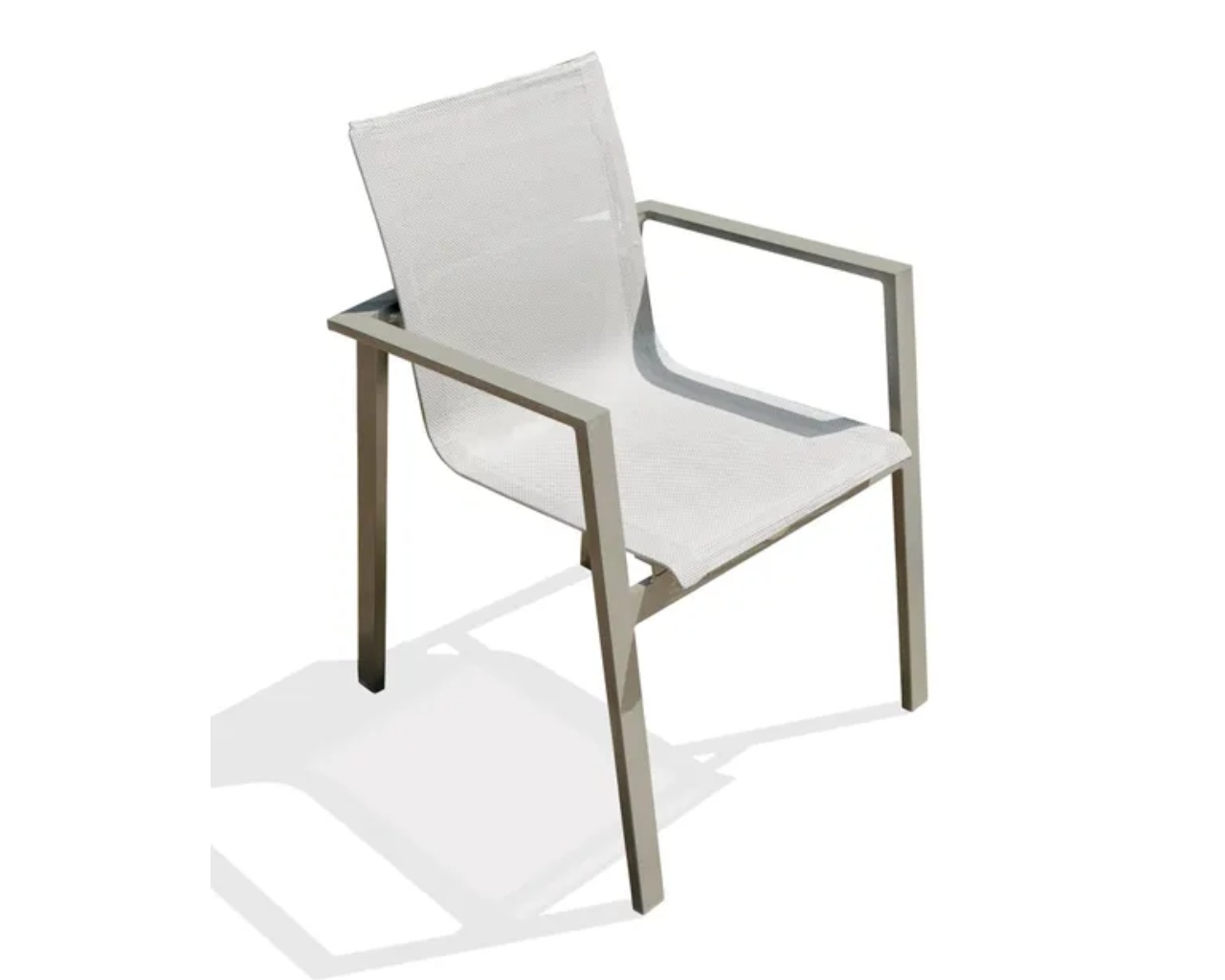 Fauteuil de jardin empilable MIAMI en textilene gris et aluminium kaki DCB Garden