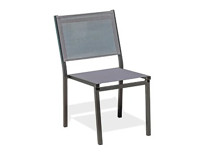 Chaise de jardin TOLEDE empilable en aluminium et textilene gris fonce DCB Garden