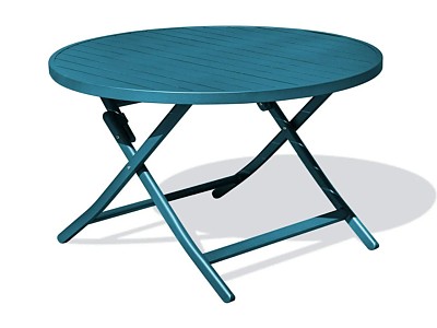 Table de jardin pliante MARIUS ronde Ø110 cm aluminium bleu canard DCB Garden