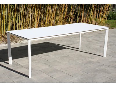 Table a manger de jardin MEET 200x90 cm en aluminium laque blanc DCB Garden