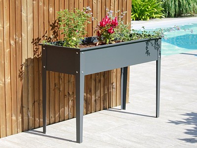 Jardiniere potager urbain CIPOLLINA 60x30 cm acier galvanise gris fonce DCB Garden