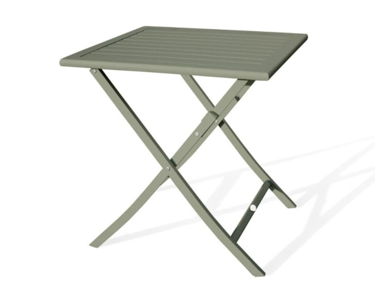 Table Jardin Ronde Pliante Marius - Plateau Aluminium Vert Kaki, 110x110 Cm, Structure Aluminium Léger