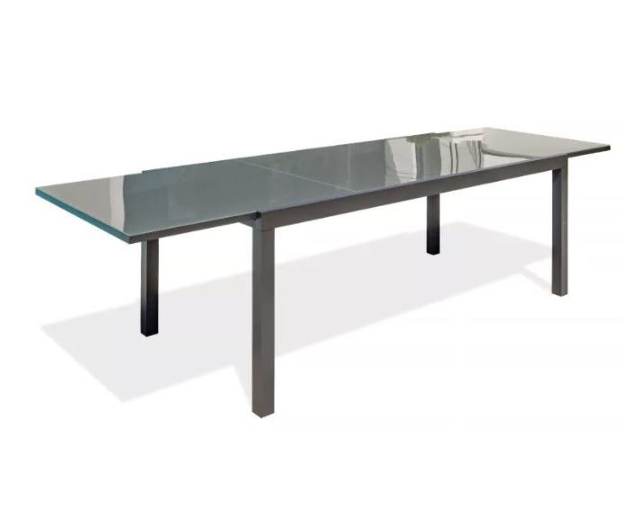 Table de jardin TOLEDE 200/300x100cm aluminium plateau verre + rallonge DCB Garden
