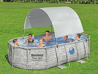 Auvent pour piscine tubulaire BESTWAY largeur 2,10 a 3,40 m