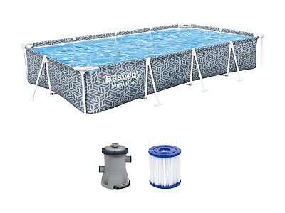 Piscine hors sol tubulaire BESTWAY Steel Pro 366 x 201 x 66 cm motifs gris + filtration