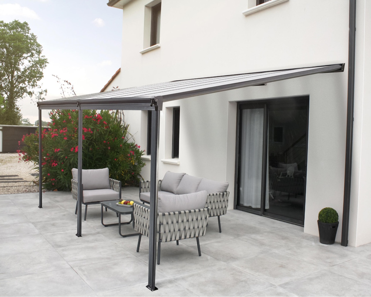 Pergola adossee CIELO 4x3m aluminium et polycarbonate 9.36 m² DCB Garden