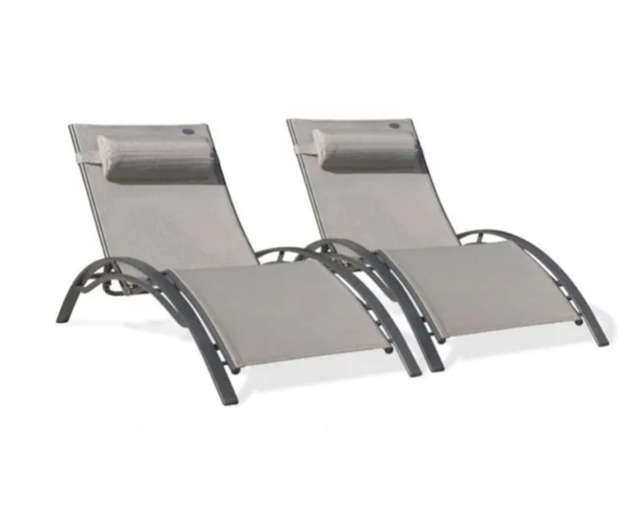 Lot de 2 bains de soleil empilables CL76GREY chaises longues alu et textilene DCB Garden