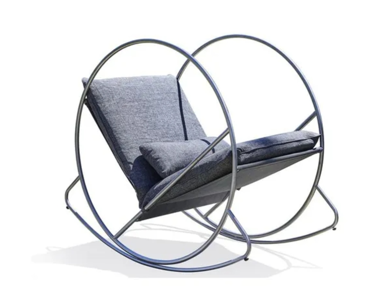 Rocking chair de jardin CAPRERA en textilene et inox gris DCB Garden