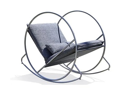 Rocking chair de jardin CAPRERA en textilene et inox gris DCB Garden