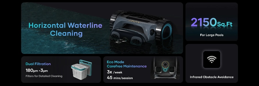 Robot de piscine Aiper SCUBA S1 PRO sans fil a batterie - Aiper S1 Pro, la technologie au service d'une piscine propre et saine