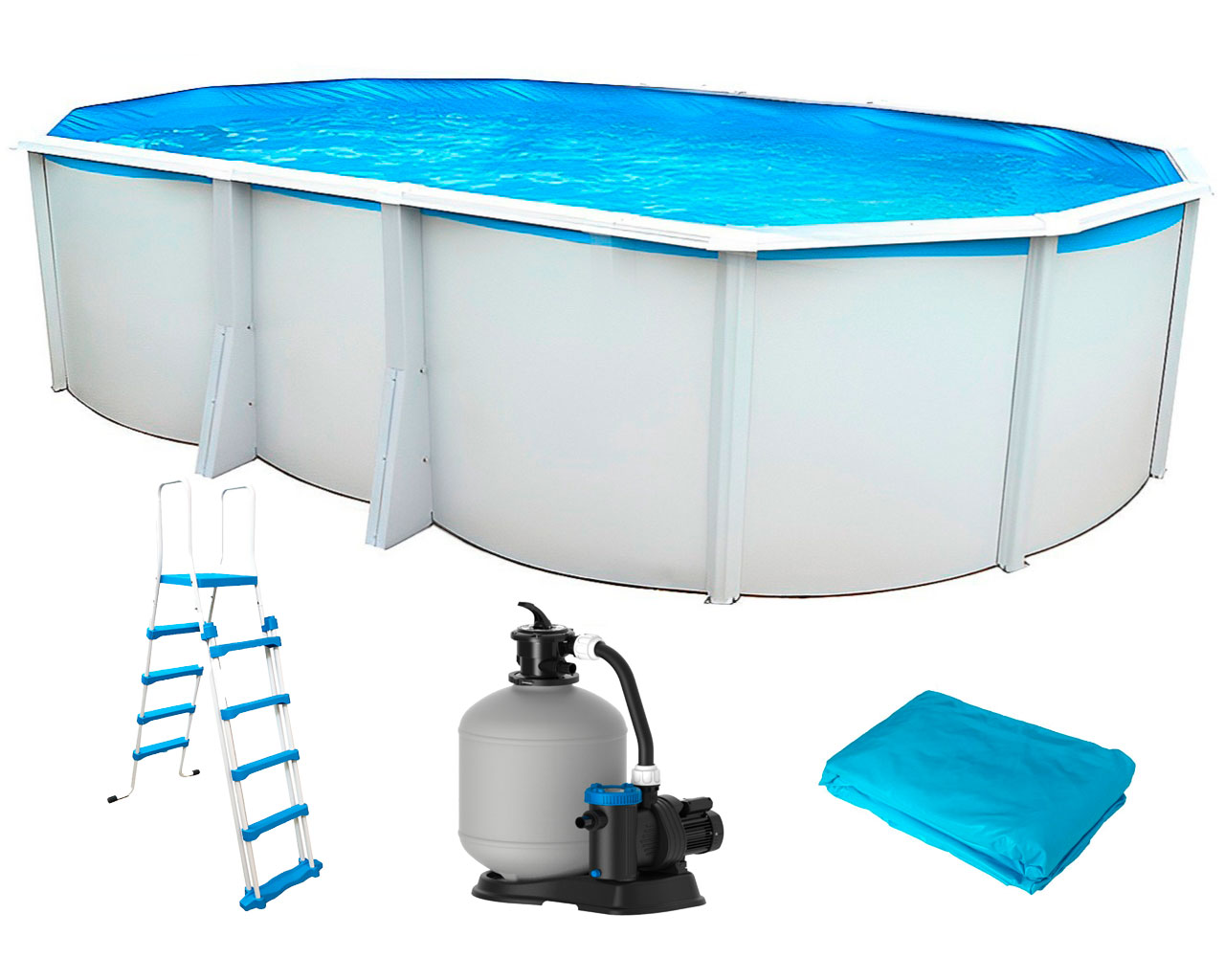 Piscine hors-sol acier Toi IBIZA Prestige ovale 640X366X132cm filtre a sable