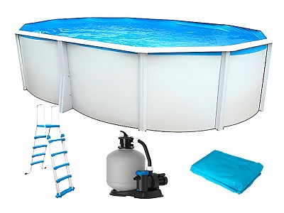 Piscine hors-sol acier Toi IBIZA Prestige ovale 640X366X132cm filtre a sable