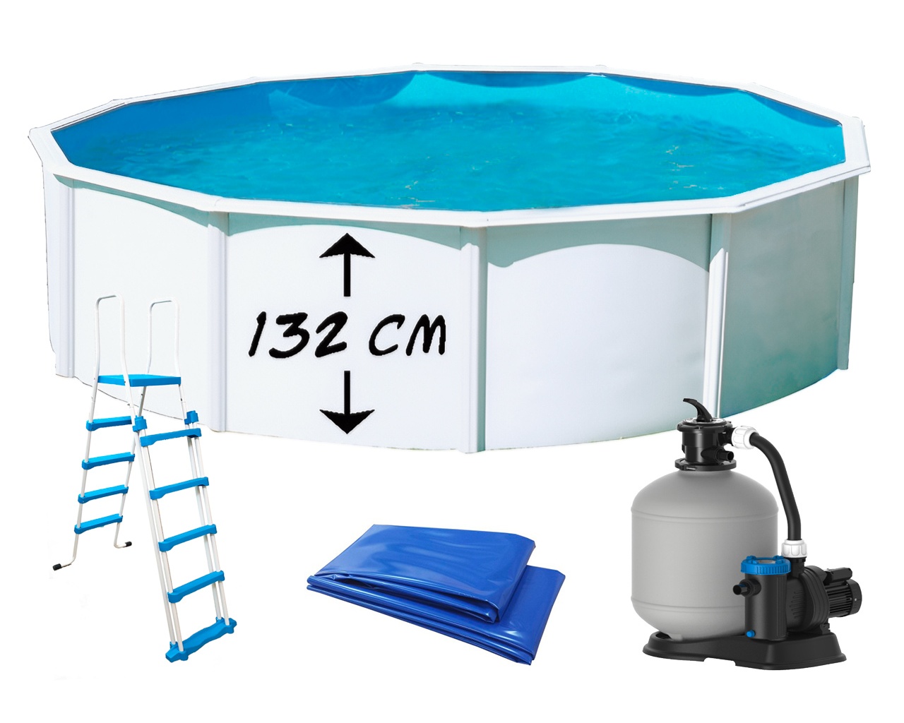 Piscine hors-sol Toi MAGNUM ronde 3.50 x 1.32m filtre a sable 6m3/h + echelle securite