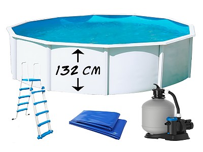 Piscine hors-sol Toi MAGNUM ronde 5.50 x 1.32m filtre a sable 6m3/h + echelle securite