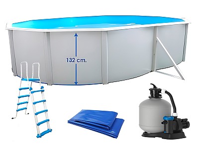 Piscine hors-sol acier Toi MAGNUM ovale 550x366x132cm filtre a sable 6m3/h