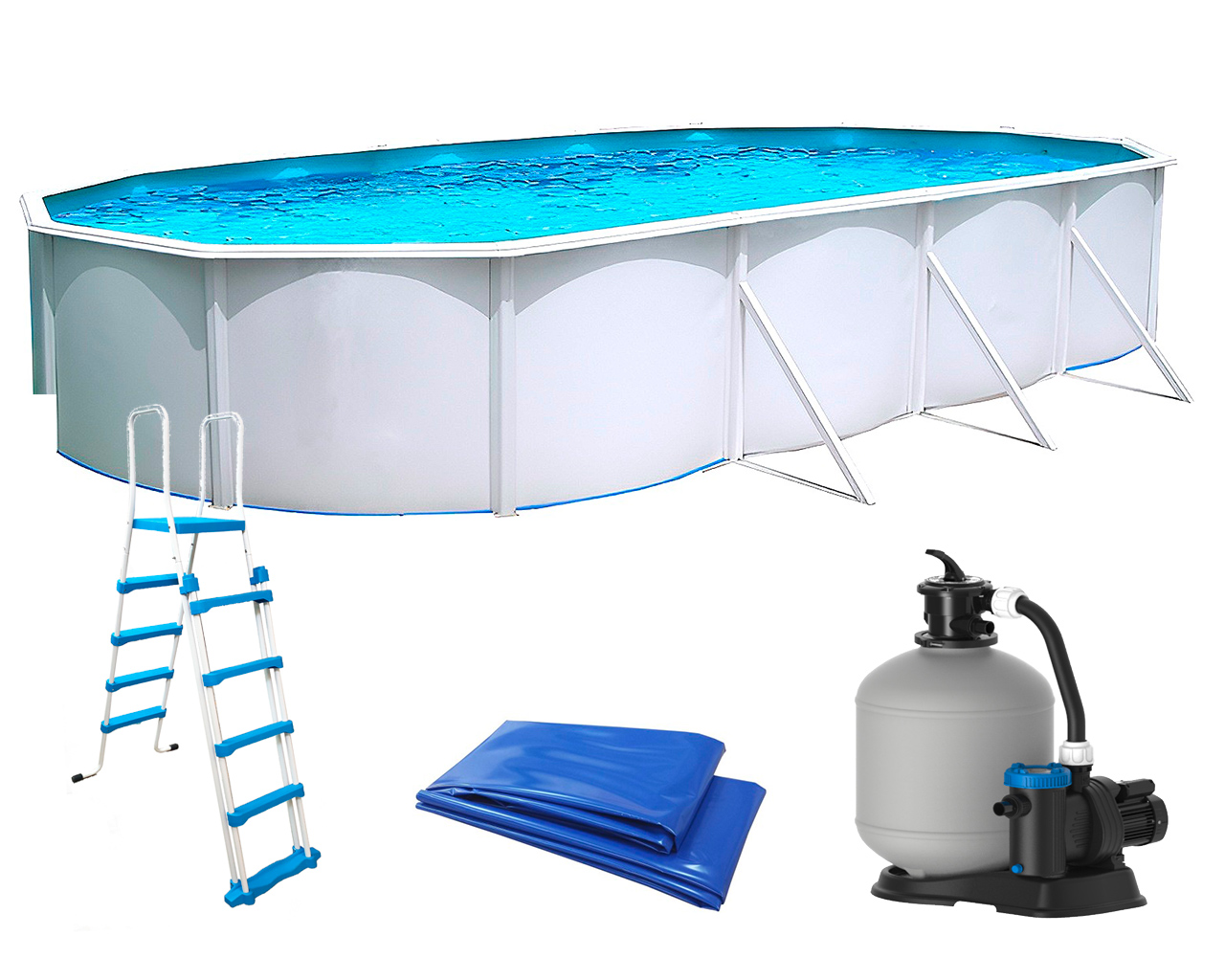 Piscine hors-sol acier Toi MAGNUM ovale 730x366x132cm filtre a sable 8.5m3/h