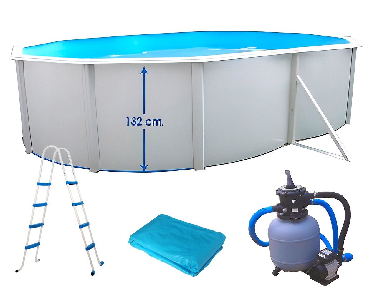 Piscine hors-sol acier Toi MAGNUM COMPACT ovale 550x366x132cm filtre 3.6mh/3