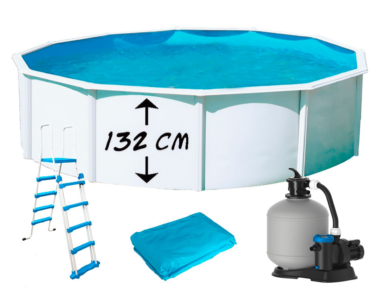 Piscine hors-sol Toi PRESTIGIO ronde 3.50 x 1.32m filtre a sable 6m3/h + liner 60/100