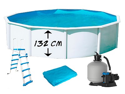 Piscine hors-sol Toi PRESTIGIO ronde 4.60 x 1.32m filtre a sable 8,5m3/h + liner 60/100