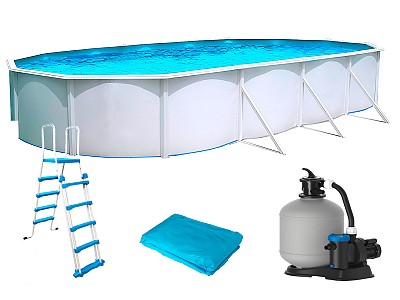 Piscine hors-sol acier Toi PRESTIGIO ovale 730x366x132cm filtre 12m3/h + liner 60/100