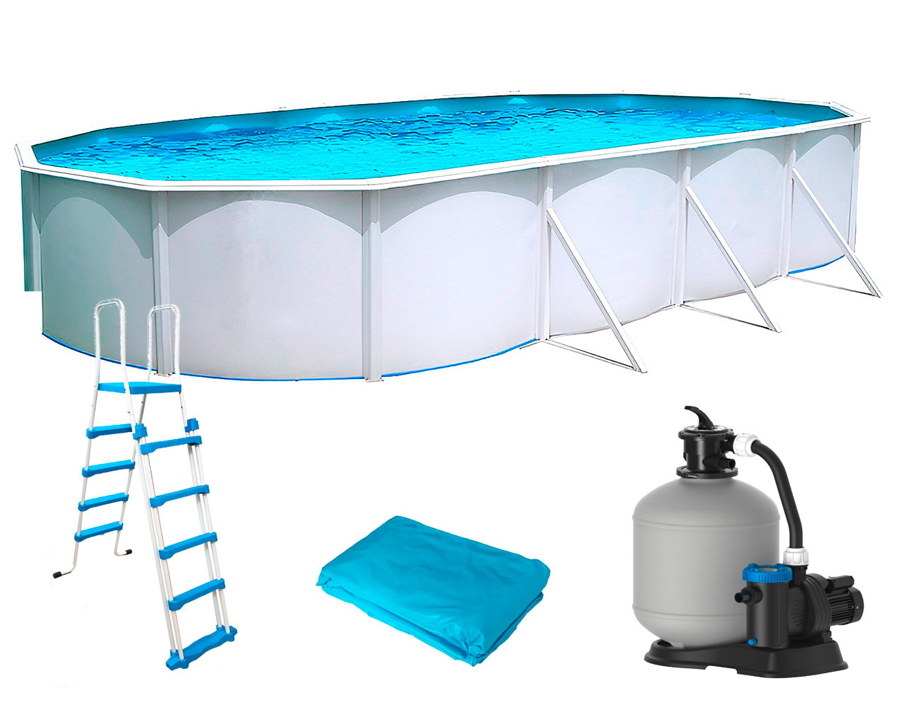 Piscine hors-sol acier Toi PRESTIGIO ovale 900x457x132cm filtre 12m3/h + liner 60/100