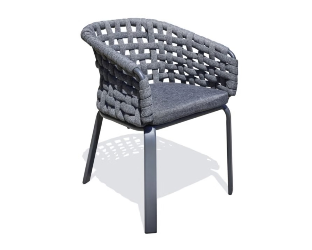 Fauteuil de jardin CAMARGUE en corde tissee et aluminium gris anthracite DCB Garden