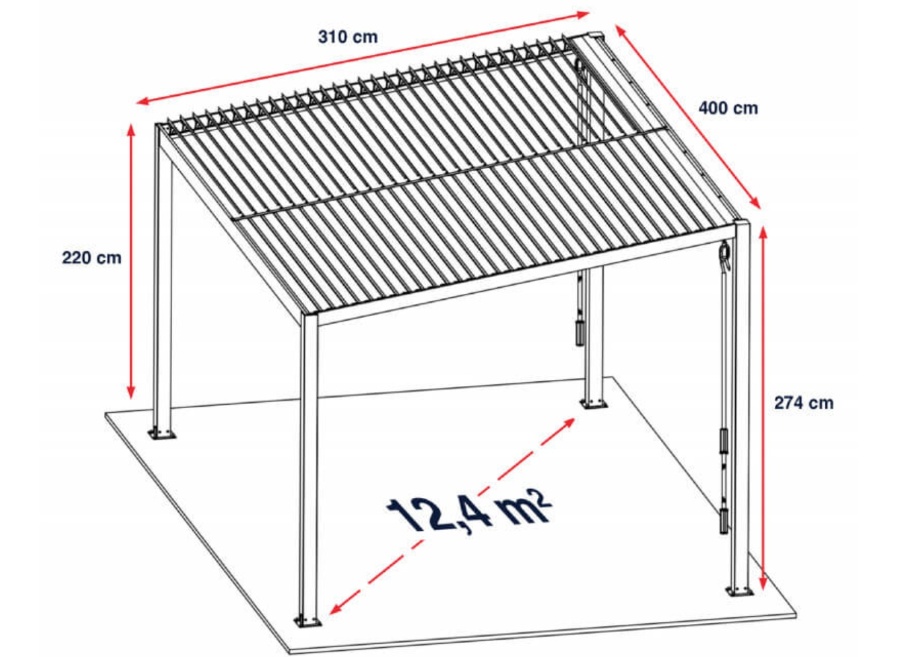 Pergola bioclimatique en aluminium TRAMONTO 4x3m 12.4 m² a lames orientables DCB Garden - Une régulation thermique innovante