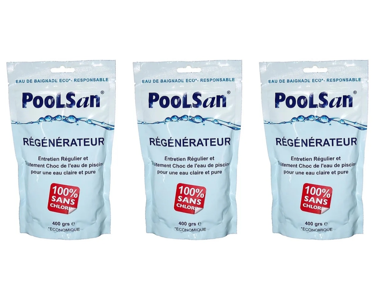 Pack 3X Regenerateur clarifiant piscine Poolsan sachet 400g