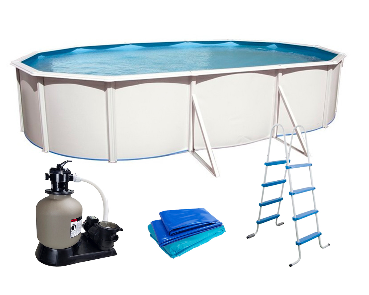 Piscine hors-sol acier Toi PRESTIGIO ovale 640x366x132cm filtre 8.5m3/h + liner 60/100