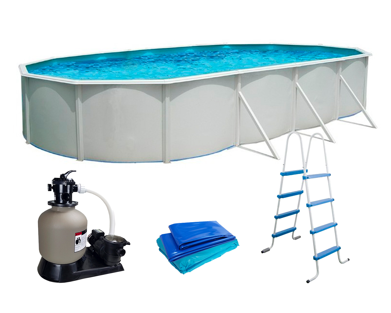 Piscine hors-sol acier Toi PRESTIGIO ovale 730x366x120cm filtre 12m3/h + liner 60/100