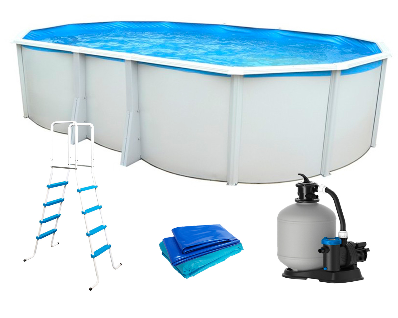 Piscine hors-sol acier Toi IBIZA ovale 640X366X132cm filtre a sable