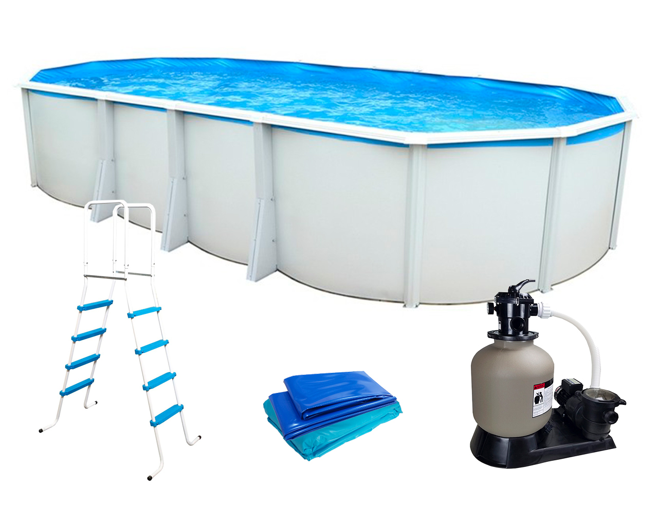 Piscine hors-sol acier Toi IBIZA ovale 730X366X132cm filtre a sable