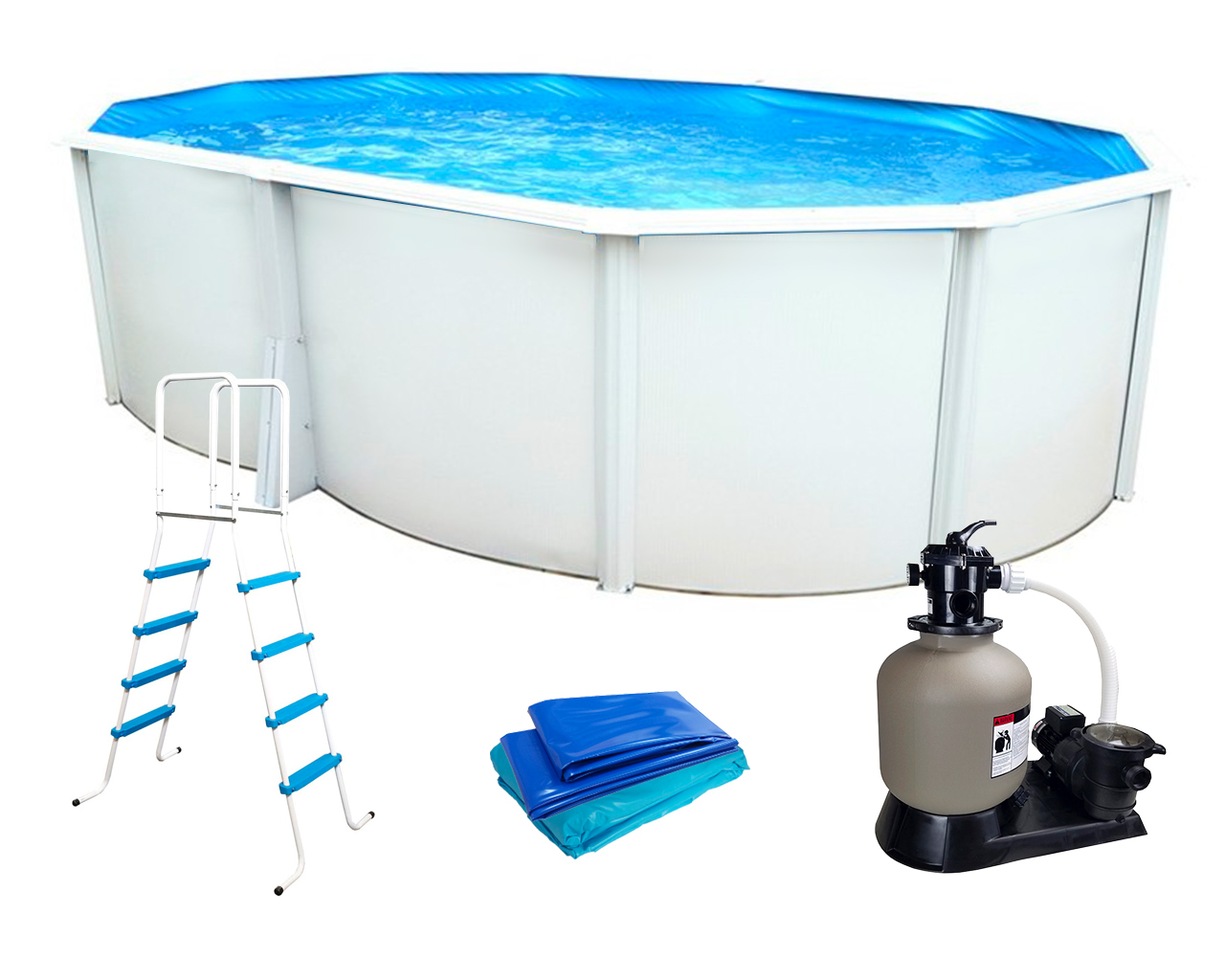 Piscine hors-sol acier Toi IBIZA Prestige ovale 550X366X132cm filtre a sable