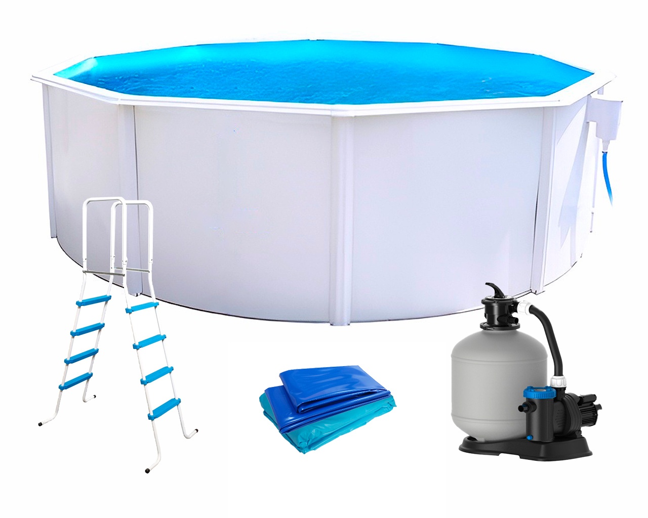 Piscine hors-sol Toi MAGNUM ronde 3.50 x 1.32m filtre a sable 6m3/h + echelle