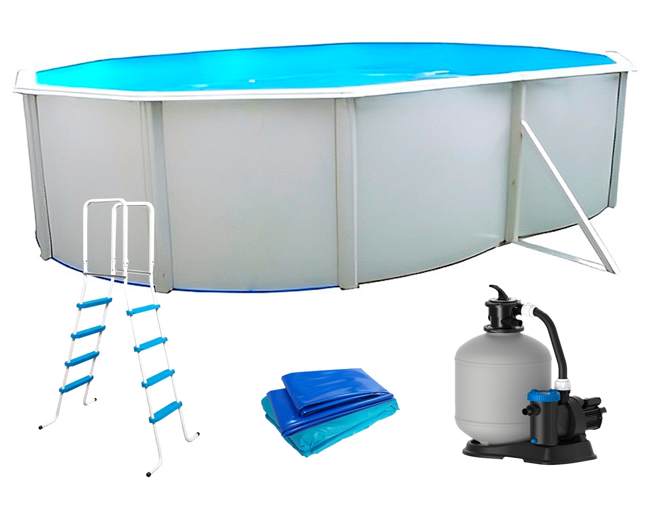 Piscine hors-sol acier Toi MAGNUM ovale 550x366x132cm filtre a sable 6m3/h