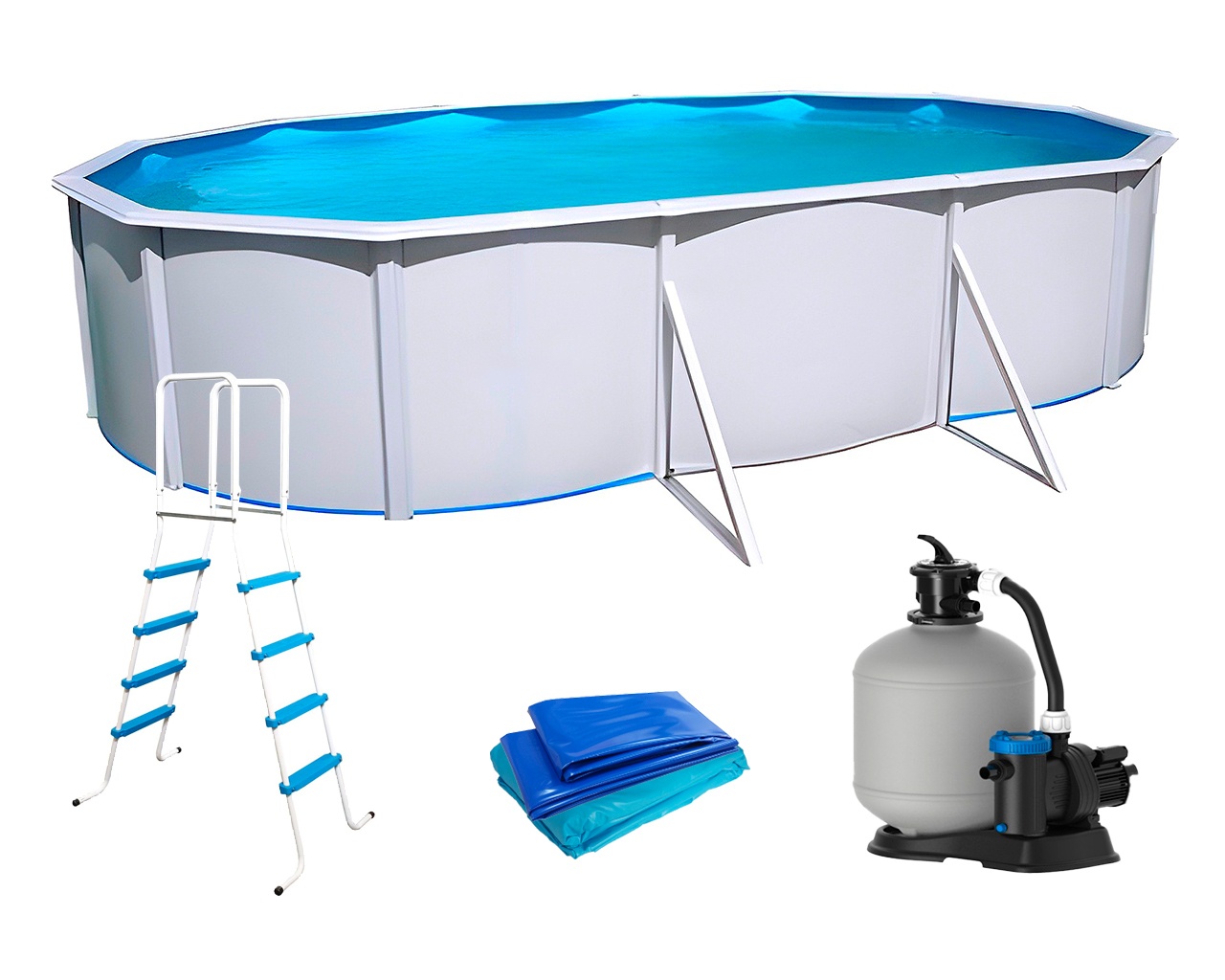Piscine hors-sol acier Toi MAGNUM ovale 640x366x132cm filtre a sable 6m3/h
