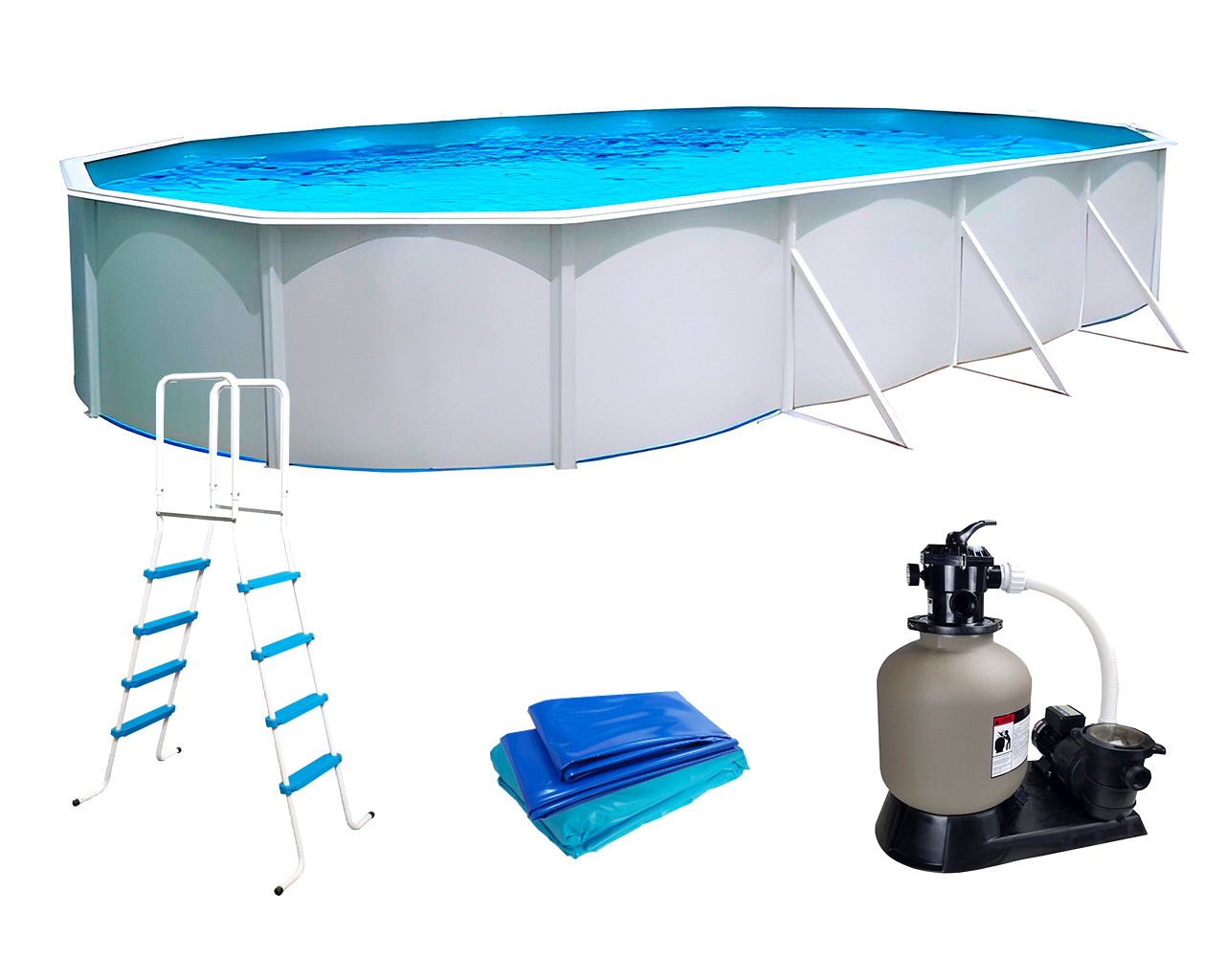 Piscine hors-sol acier Toi MAGNUM ovale 900x457x132cm filtre a sable 8m3/h
