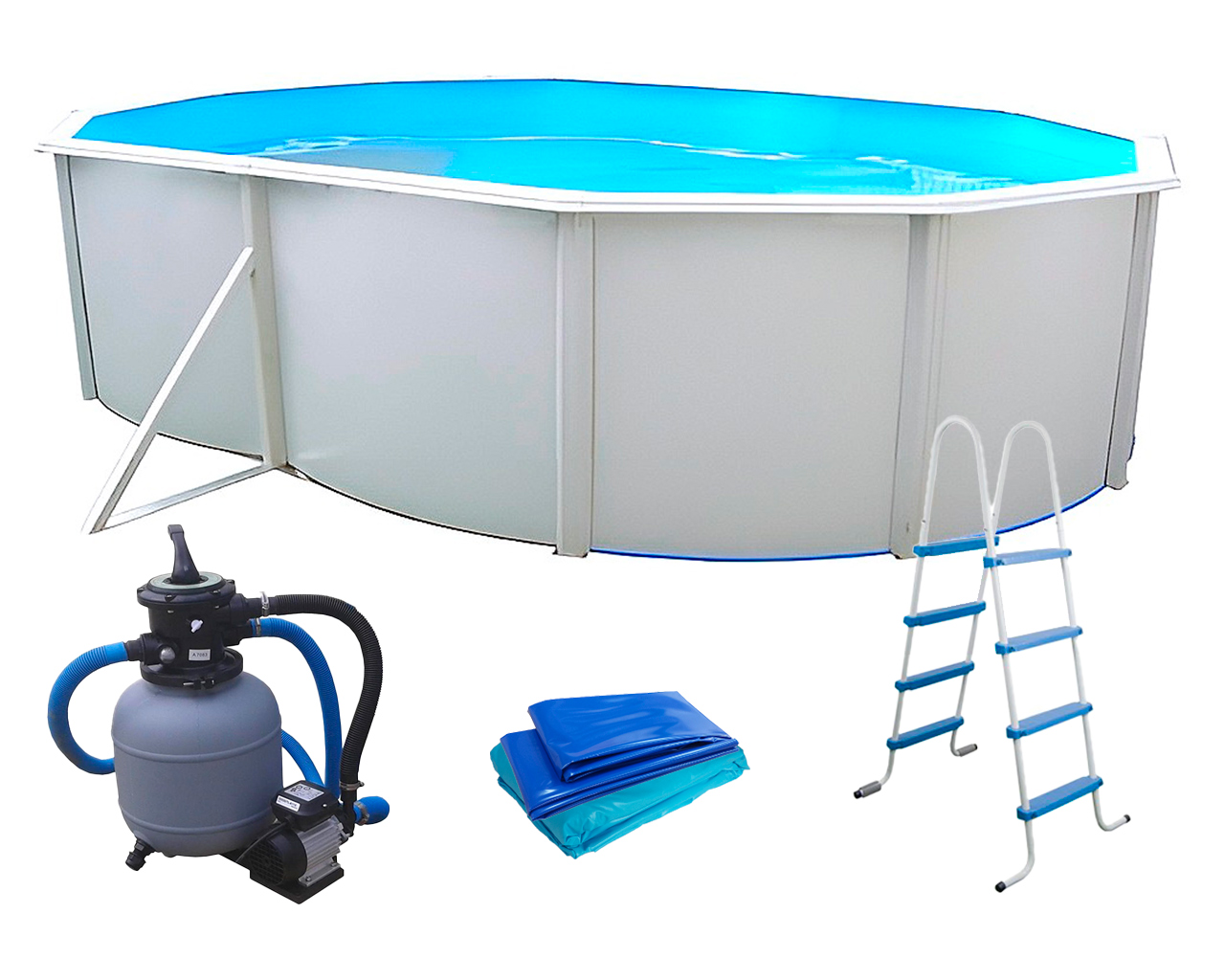 Kit piscine hors-sol acier Toi MALLORCA ovale 500x366x120cm filtre a sable