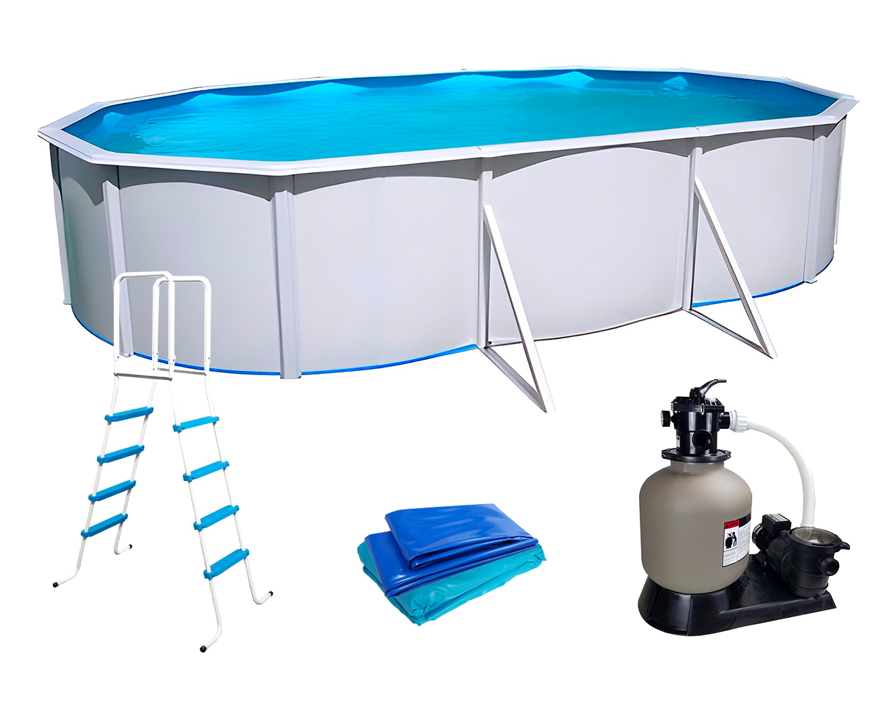 Piscine hors-sol acier Toi PRESTIGIO ovale 640x366x132cm filtre 8.5m3/h + liner 60/100