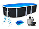 Kit piscine hors-sol acier Toi ANTHRACITE IBIZA ovale 640X366X132cm filtre a sable