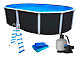 Kit piscine hors-sol acier Toi ANTHRACITE IBIZA ovale 550X366X132cm filtre a sable