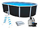Kit piscine hors-sol acier Toi ANTHRACITE IBIZA ovale 550X366X132cm liner gris